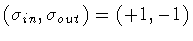 $( \sigma _{in}, \sigma _{out} ) = (+1, -1)$