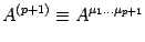 $\displaystyle A^ {( p+1) } \equiv A^ {\mu_1\dots \mu_ { p+1} }$