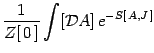 $\displaystyle {1 \over Z[ \, 0 \, ]}
\int [ {\mathcal{D}}A ] \,
e^{- S [ \, A , J \, ]}$