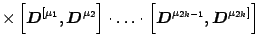 $\displaystyle \times \left[ {\mbox{\boldmath {$D$}}}^{[ \mu_1},
{\mbox{\boldmat...
...box{\boldmath {$D$}}}^{\mu_{2k-1}},
{\mbox{\boldmath {$D$}}}^{\mu_{2k}]}\right]$