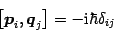 \begin{displaymath}
\left[ {\mbox{\boldmath {$p$}}}_i,
{\mbox{\boldmath {$q$}}}_j\right]= - \mathrm{i}\hbar \delta_{ij}
\end{displaymath}