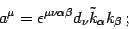 \begin{displaymath}
a ^{\mu} = \epsilon ^{\mu \nu \alpha \beta} d _{\nu} \tilde{k}
_{\alpha} k _{\beta} \,;
\end{displaymath}