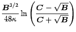 $\displaystyle \frac{\mbox{\boldmath$B$}^{3/2}}{48\kappa} \ln \left( \frac{\mbox...
...{\mbox{\boldmath$B$}}}{\mbox{\boldmath$C$}+ \sqrt{\mbox{\boldmath$B$}}} \right)$