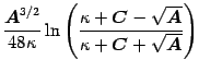 $\displaystyle \frac{\mbox{\boldmath$A$}^{3/2}}{48 \kappa} \ln \left( \frac{\kap...
...oldmath$A$}}}{\kappa + \mbox{\boldmath$C$}+ \sqrt{\mbox{\boldmath$A$}}} \right)$