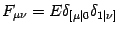 $F _{\mu \nu} = E \delta
_{[\mu \vert 0} \delta _{1 \vert \nu]}$