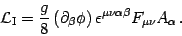 \begin{displaymath}
{\mathcal{L}} _{\mathrm{I}} = \frac{g}{8} \left( \partial _...
...\epsilon ^{\mu \nu \alpha \beta} F _{\mu \nu} A
_{\alpha} \,.
\end{displaymath}