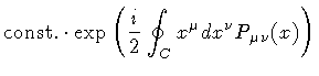 $\displaystyle {\mathrm{const.}}
\cdot
\exp
\left(
\frac{i}{2}
\oint _{C} x ^{\mu} d x^{\nu}
P _{\mu \nu} (x)
\right)$