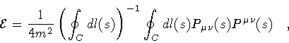 \begin{displaymath}{\mathcal{E}}
=
\frac{1}{4 m ^{2}}
\left( \oint _{C} dl (s...
... \oint _{C} dl (s)
P _{\mu \nu} (s) P ^{\mu \nu} (s)
\quad ,
\end{displaymath}