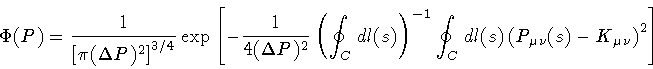 \begin{displaymath}\Phi (P)
=
\frac{1}{\left[ \pi (\Delta P) ^{2} \right] ^{3/...
...)
\left(P _{\mu \nu} (s) - K _{\mu \nu} \right) ^{2}
\right]
\end{displaymath}