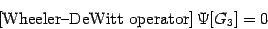 \begin{displaymath}
\left[
\hbox{Wheeler-DeWitt operator}
\right]
\Psi[G _{3}]
=
0
\end{displaymath}