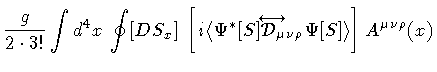 $\displaystyle \frac{g}{2 \cdot 3!}
\int d ^{4} x \,
\oint [ D S _{x} ]
\,
\left...
...!\!\! \strut \longleftrightarrow}
\Psi [S]
\rangle
\right]
A ^{\mu \nu \rho}(x)$