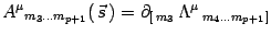 $\displaystyle A^\mu{}_{m_3\dots m_{p+1}}(\, \vec s\, )=\partial_{[\, m_3 }\,
\Lambda^\mu\, {}_{m_4\dots m_{p+1}\, ] }$