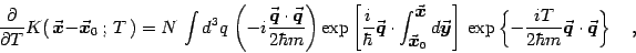 \begin{displaymath}
{\partial\over\partial T}K(  {\vec{\mbox{\boldmath {$x$}}}}...
...h {$q$}}}}\cdot {\vec{\mbox{\boldmath {$q$}}}}\right\}
\quad ,
\end{displaymath}