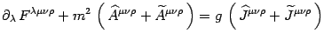 $\displaystyle \partial_\lambda  F^{\lambda\mu\nu\rho} +m^2 \left( 
\widehat ...
...ht) =
g \left(  \widehat J^{\mu\nu\rho} + \widetilde
J^{\mu\nu\rho}  \right)$