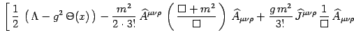 $\displaystyle  \left[ 
{1\over 2}  \left(  \Lambda - g^2 \Theta(x) \right...
... 3!} 
\widehat J^{\mu\nu\rho}  {1 \over\Box}  \widehat
A_{\mu\nu\rho}\right.$