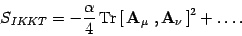 \begin{displaymath}
S_{IKKT}= -{\alpha\over 4}\, \mathrm{Tr} \left[\,\mbox{\text...
...f {}A}}_\mu\ ,
\mbox{\textit{\bf {}A}}_\nu\, \right]^2+\dots
.
\end{displaymath}