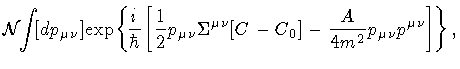 $\displaystyle \mathcal{N} \! \!
\int \! [d p _{\mu \nu}] \!
\exp \!
\left\{ \!
...
... - C _{0}]
-
\frac{A}{4 m ^{2}}
p _{\mu \nu}
p ^{\mu \nu}
\right] \!
\right\}
,$