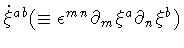 $
\dot{\xi} ^{ab}
(
\equiv
\epsilon ^{mn}
\partial _{m} \xi ^{a}
\partial _{n} \xi ^{b}
)
$