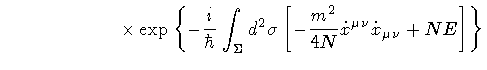 $\displaystyle \qquad \qquad \qquad \times
\exp
\left\{
-
\frac{i}{\hbar}
\int _...
...rac{m ^{2}}{4 N}
{\dot{x}}^{\mu \nu} {\dot{x}}_{\mu \nu}
+
N E
\right]
\right\}$