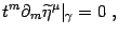 $\displaystyle t^m\partial_m \widetilde\eta^\mu\vert_\gamma =0 , %&&n^m\partial_m \widetilde\eta^\mu\vert_\gamma=0 .\label{b3}
$