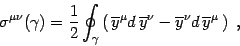 \begin{displaymath}
\sigma^{\mu\nu}(\gamma)={1\over 2}\oint_{\gamma}
\left(  ...
...ne
y^\nu - \overline y^\nu d \overline y^\mu \right)
 ,
\end{displaymath}