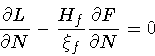 \begin{displaymath}\frac{\partial L}{\partial N}
-
\frac{H_f}{\xi _f}
\frac{\partial F}{\partial N}
=
0
\end{displaymath}