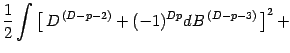 $\displaystyle {1\over 2}\int
\left[\, D ^{\, (D-p-2)} + (-1) ^{Dp} d B ^{\, (D-p-3)}\,\right] ^{2}
+$