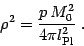 \begin{displaymath}
\rho^2 ={ p\, M_0^2\over 4\pi l_{\mathrm{Pl}}^2}\ .
\end{displaymath}