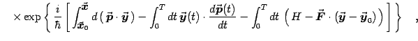 $\displaystyle \quad \times \exp\left\{ {i\over\hbar}\left[ 
\int_{{\vec{\mbox...
...{$y$}}}}-{\vec{\mbox{\boldmath {$y$}}}}_0) \right) \right]
 \right\}
\quad ,$