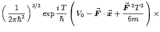 $\displaystyle \left(  {1\over 2\pi\hbar^2}  \right)^{3/2}
\exp {i   T\over \...
... {$x$}}}}+
{{\vec{\mbox{\boldmath {$F$}}}} {}^2 T{}^2\over 6m}  \right)\times$
