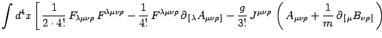 $\displaystyle \int d^4x\left[  {1\over 2\cdot 4!}  F_{\lambda\mu\nu\rho} 
F^...
...,
A_{\mu\nu\rho}+{1\over m} \partial_{ [ \mu}B_{\nu\rho ]} \right)
\right.$