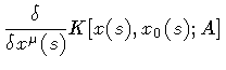 $\displaystyle \frac{\delta}{\delta x ^{\mu} (s)}
K [ x (s) , x _{0} (s) ; A ]$